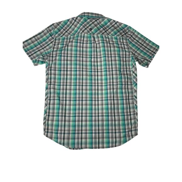 Prana Mens Slim Fit XL Green/Gray Plaid Short Sleeve Button-Up Shirt X-Large - Picture 10 of 12